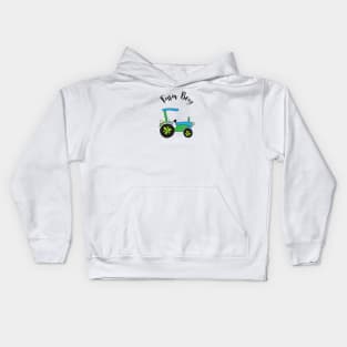 Farm boy blue tractor Kids Hoodie